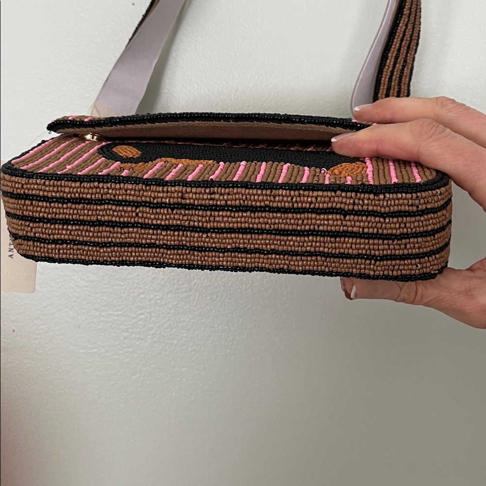 Fiona Striped Beaded Dachshund Shoulder Bag - Picture 5 of 9